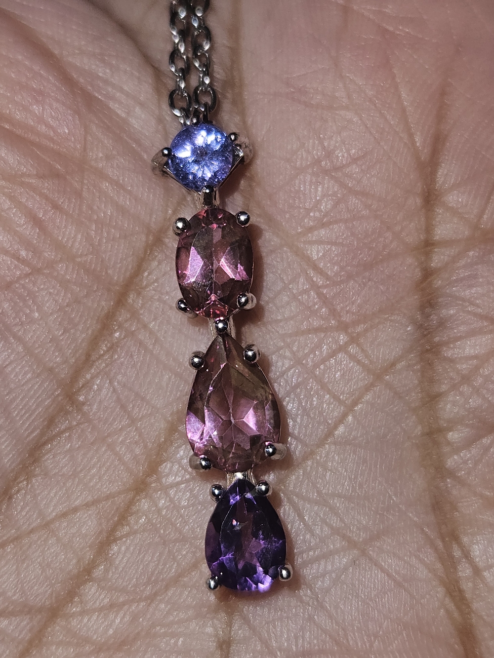925S Multi-Gem Pendant Necklace